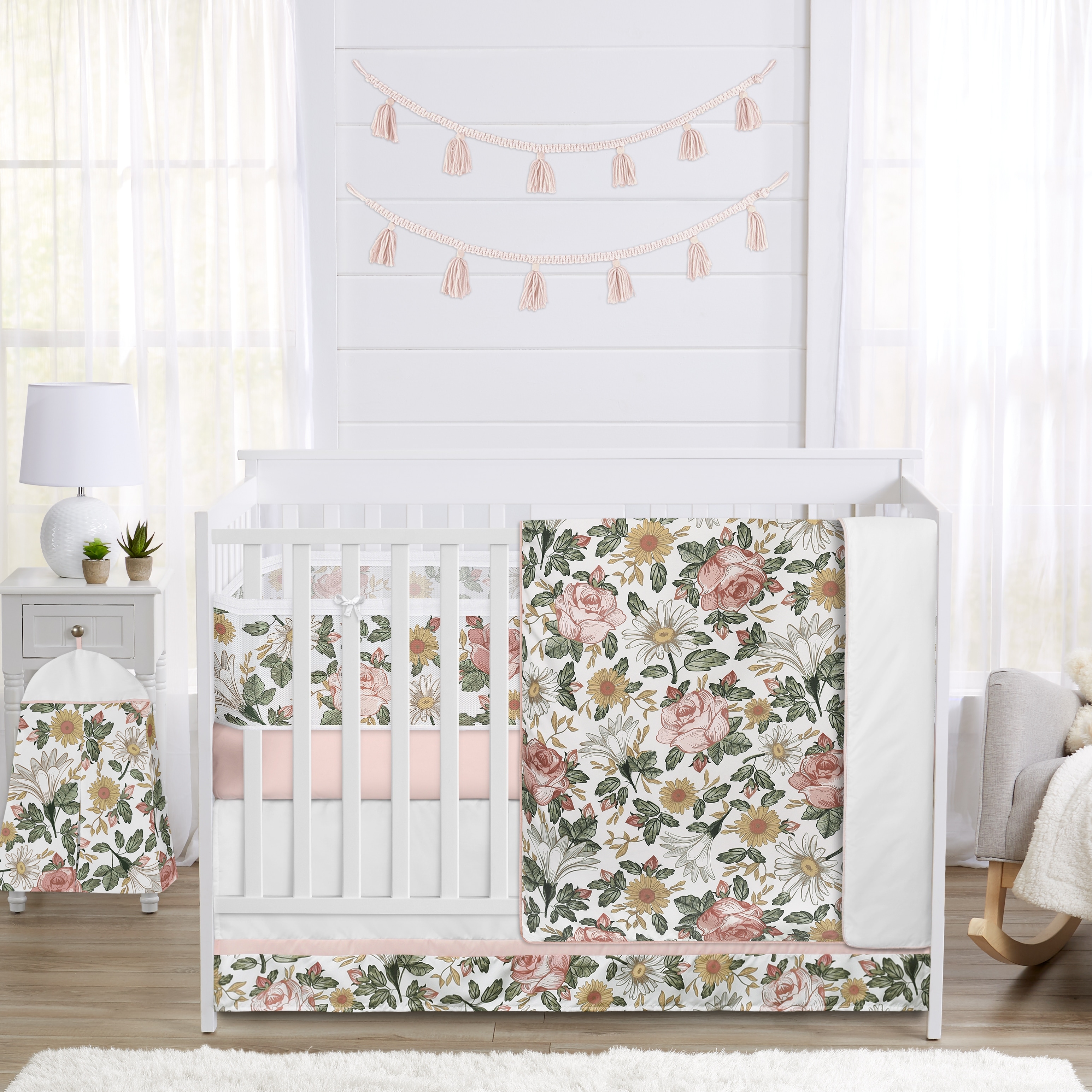 Floral crib bumper discount